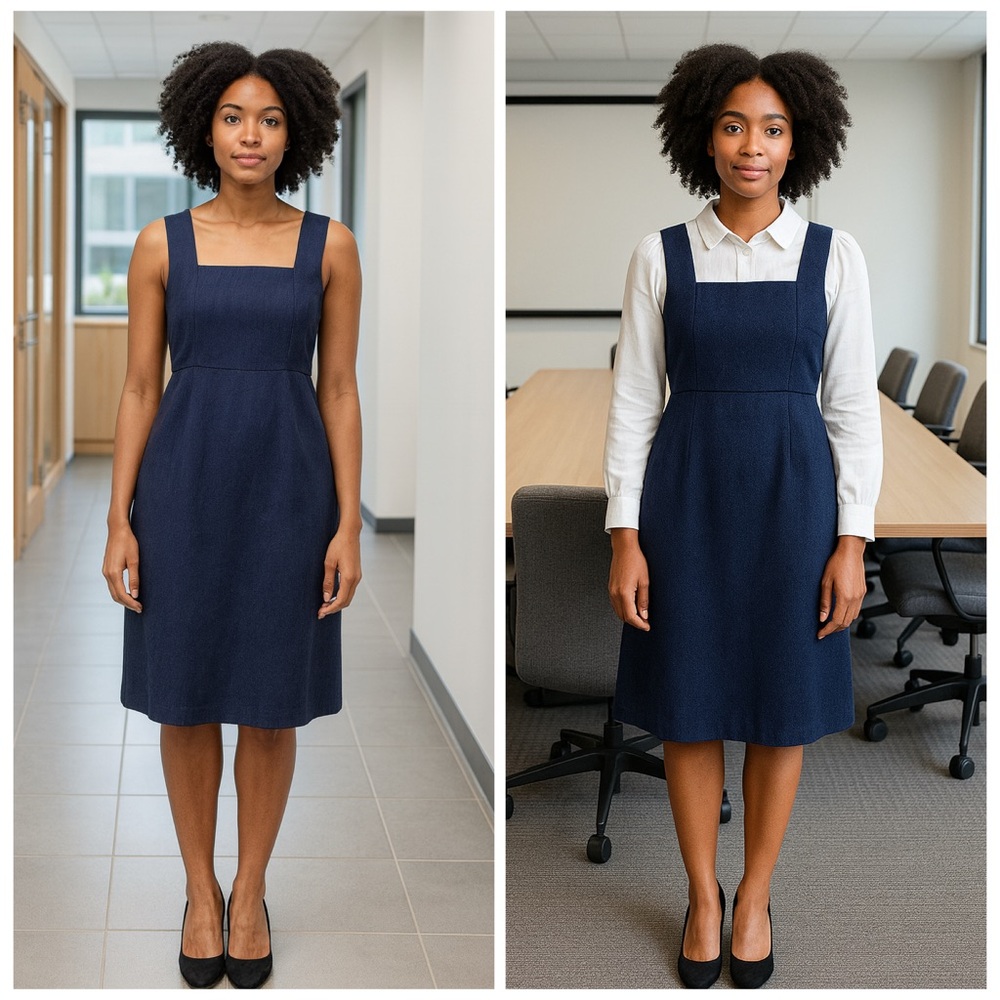 AKRIS Wool Silk Dress Navy Blue Knee Length Office Career Size 10 Elegant Sheath